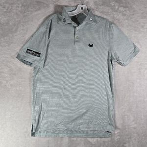 Peter Millar Scotty Cameron Polo Mens Medium Scotty Dog Clover Turquoise Striped